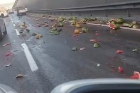 Karpuzlar yola döküldü, yol kayak pistine döndü
