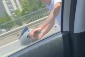 Kartal’da yayaya yol veren sürücüye saldırmaya çalışan trafik magandaları kamerada