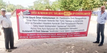 Köy muhtarından arsa alanlara pankartlı uyarı