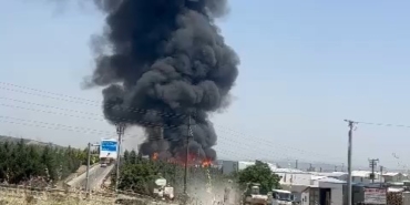 Palet fabrikası alev alev yanıyor