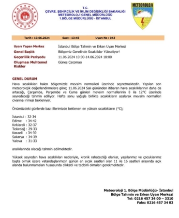 Sakarya Valiliği sıcağa karşı uyardı: O günlere dikkat