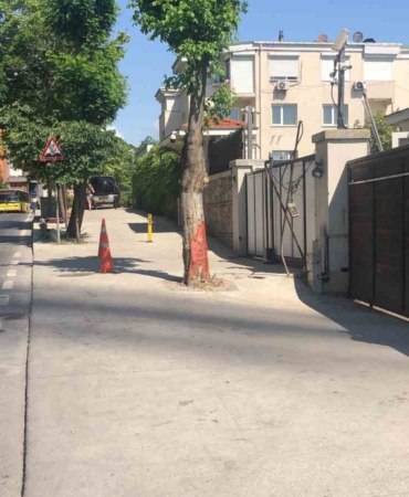 Sarıyer’de ağaca çarpan araç takla attı: Kaza anı kamerada