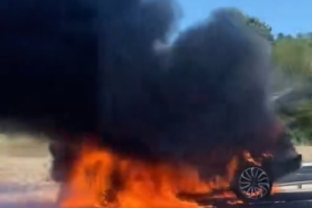 Seyir halindeki araç alev topuna döndü