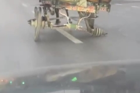 3 tekerli at arabası ile seyahat etti, trafiği tehlikeye attı