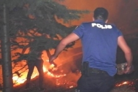 Ağaçlık alanda çıkan yangın evlere sıçramadan söndürüldü