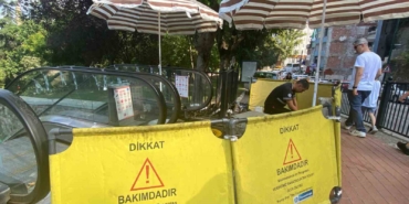 Balibey Han yanındaki yürüyen merdivenlerde çalışmalar sürüyor