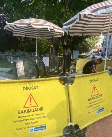 Balibey Han yanındaki yürüyen merdivenlerde çalışmalar sürüyor