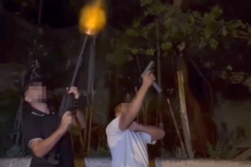 Beykoz’da uzun namlulu silahlarla asker eğlencesi kamerada