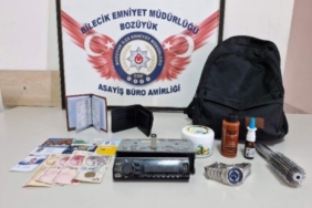 Bilecik’te bir aracın lastiklerini keserek teyp ve çanta çalan şüpheli yakalandı