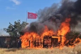 Edirne’de ağıl ve tarım arazileri alev alev yandı