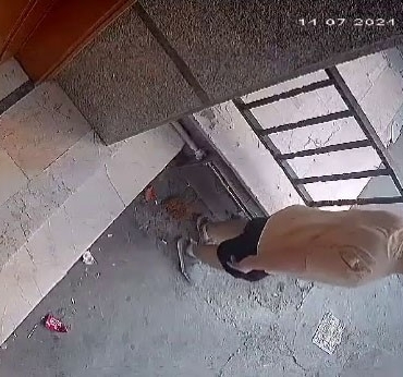 Esenyurt’ta hayrete düşüren anlar: Apartmanın önüne tuvaletini yaptı