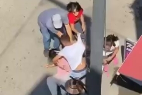 Eski eşi tarafından sokak ortasında darp edildi, çocuklar annelerine siper oldu