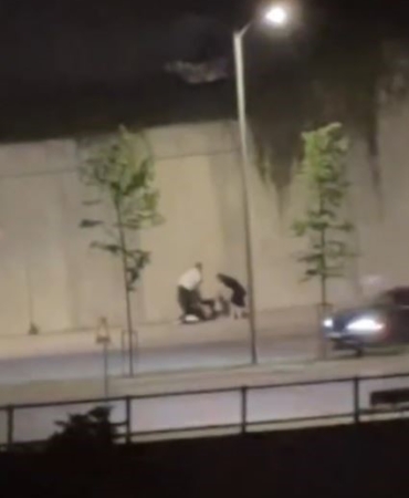 Kaldırımda oturan kadını saçından tutarak sürüklemeye çalıştılar, yanlarına gelenleri kovaladılar