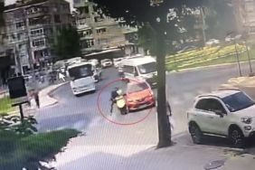 Kavşakta 1 kişinin yaralandığı kaza kamerada