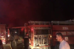 Kereste deposu alev alev yandı