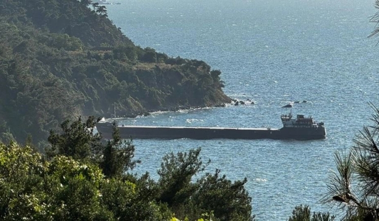 Mudanya’da yük gemisi karaya oturdu