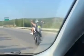 Otobanda tek teker ölüme yolculuk kamerada