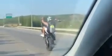 Otobanda tek teker ölüme yolculuk kamerada