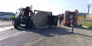 Tekirdağ’da tanker traktöre çarptı facianın eşiğinden dönüldü