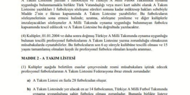 TFF’den mavi kartlı oyuncular hakkında açıklama