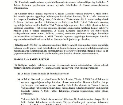 TFF’den mavi kartlı oyuncular hakkında açıklama