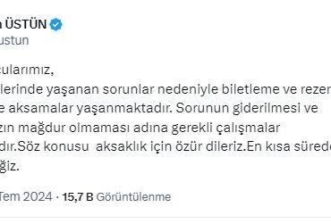 THY "biletleme ve rezervasyon işlemlerindeki aksamalar" nedeniyle açıklama yaptı