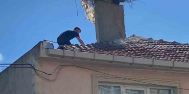 Yaralı leyleği itfaiye kurtardı