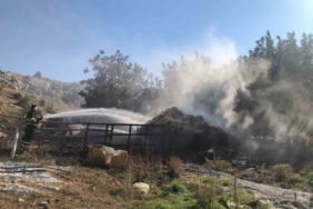 350 adet saman balyası yandı