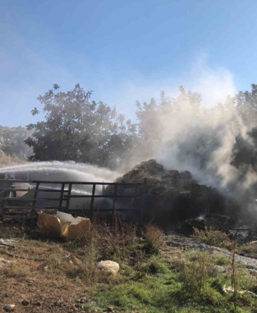 350 adet saman balyası yandı