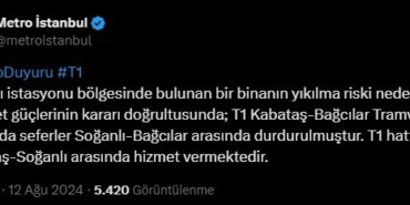 Çökme riskli bina nedeniyle durdurulan tramvay seferlerinde İBB, tramvayı bina önünde son durak yaptı