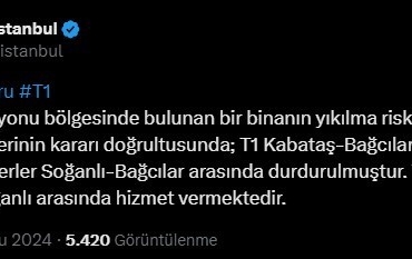 Çökme riskli bina nedeniyle durdurulan tramvay seferlerinde İBB, tramvayı bina önünde son durak yaptı