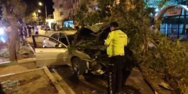 Direksiyon hakimiyetini kaybetti, ağaca çarptı: 4 yaralı
