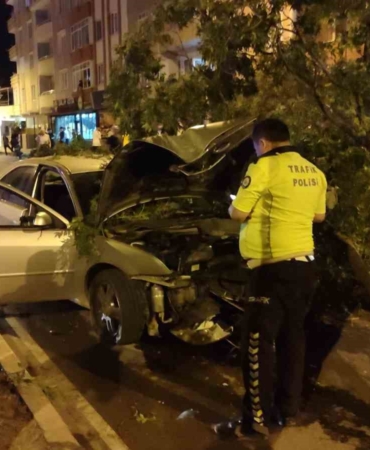 Direksiyon hakimiyetini kaybetti, ağaca çarptı: 4 yaralı