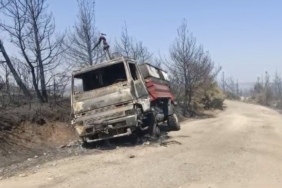 Eceabat’taki orman yangınında bir arazöz yandı