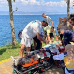 Elektrikli bisiklet denize uçtu: 3 kişi yaralandı