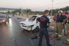 Erdek’te trafik kazası: Takla atan araçtan sağ çıktılar