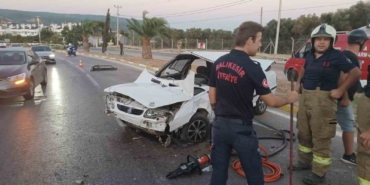 Erdek’te trafik kazası: Takla atan araçtan sağ çıktılar