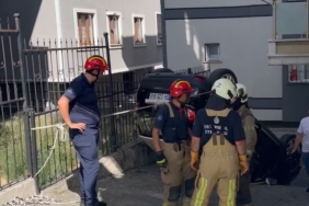 Eyüpsultan’da kadın sürücü fren yerine gaza basınca araç takla attı