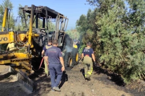 İş makinesi alevlere teslim oldu