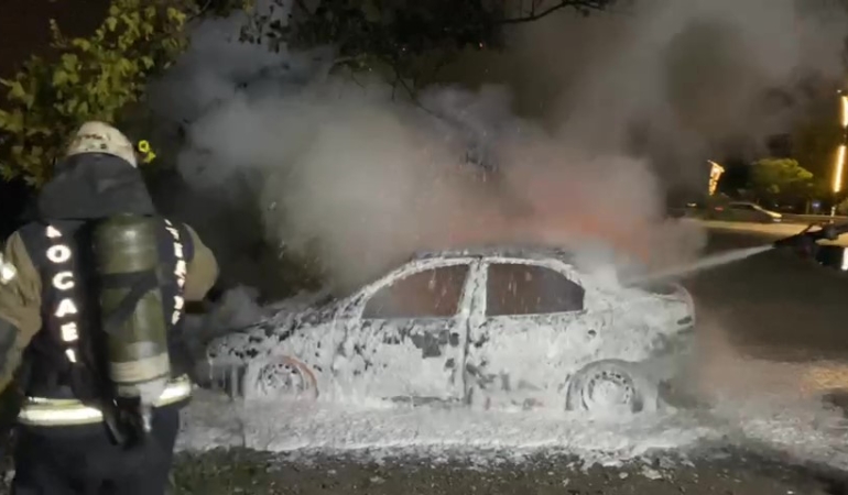 Park halindeki otomobil alev topuna döndü