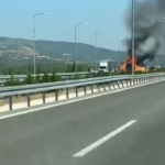 Seyir halindeki tır alev topuna döndü