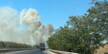 Susurluk - Balıkesir yolunda otlar tutuştu