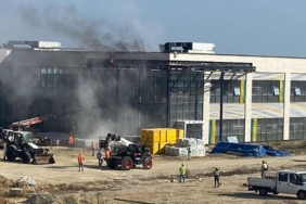 Tekirdağ’da yapımı süren hastanede yangın