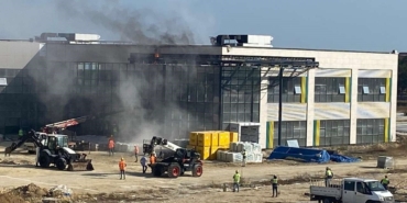 Tekirdağ’da yapımı süren hastanede yangın