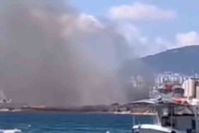 Tuzla Tersanesi’nin yanındaki ağaçlık alanda korkutan yangın