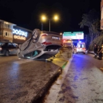 Üsküdar’da kontrolden çıkan otomobilin çarptığı araç takla attı