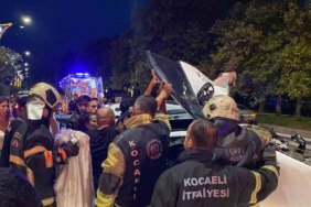 Yan yatan otomobilden cam kesilerek kurtarıldı