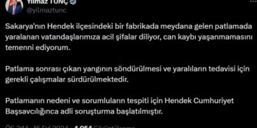 Adalet Bakanı Tunç: “Patlamanın sebebi ve sorumluların tespiti için adli soruşturma başlatılmıştır”