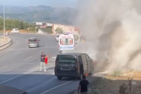 Arıza yapan VİP minibüs alev alev yandı