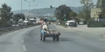 Başıboş at arabasının tehlikeli anları kamerada